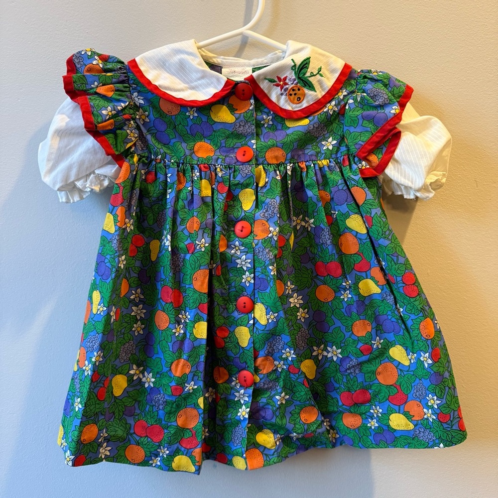 Vintage Young Hearts Colorful Kids Fruit Dress, size 3T
